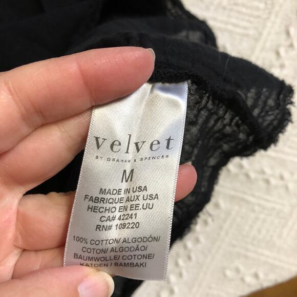 Velvet Graham & Spencer Black Gauze Cotton Dress Swimsuit Cover M USA Langenlook - Picture 8 of 9